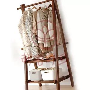 [혜명마트] 옷걸이 2단 선반 60CM 월넛 라이프 북유럽 우드행거 미니멀라이프 튼튼한스탠드옷