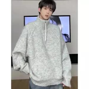 동계 가을 남친 울 니트 반집업 터틀넥 후드 아이템 스웨터 트렌디 폴라 카디건 하이넥 부클 HT4