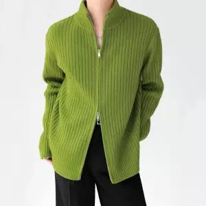 남성용 니트 가을겨울 집업 트렌디 카디건 터틀넥 아이템 보들보들 양 하이넥 HT4