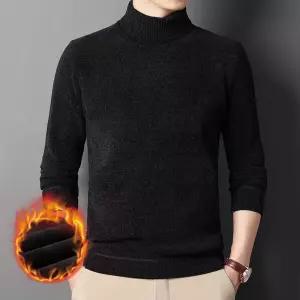 남성 니트 겨울 트렌디 아이템 터틀넥 기모 스웨터 목폴라 도톰 샤닐 일체형 카디건 HT4