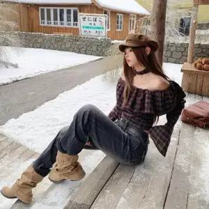 여성 슬림핏 청바지 부츠컷 그라데이션 와이드 워싱 DUCHI1