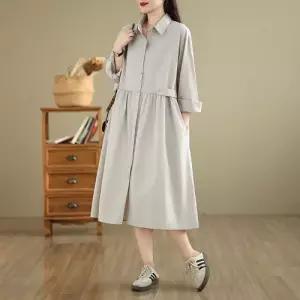 미에스틸로 치마 원피스 면 여성 무릎 빅사이즈 쉬폰 셔츠 시폰 슬림핏 긴팔 ADOR1