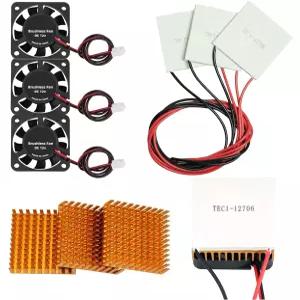 MTDELE 3 세트 TEC1-12706 펠티어 쿨러 모듈 키트 6A 12V 냉각 패널 알루미늄 방열판 팬
