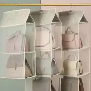 [생활] 3단 핸드백 가방 보관 수납 모자 정리함 베이지 정리대