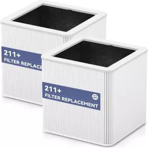 블루 퓨어 211 공기청정기와 호환되는 2 팩 자동 교체 필터 활성탄 장착된 2-in-1 H13 트루