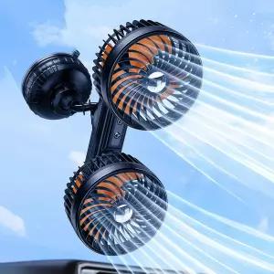 창문 대시보드용 DICMKY 듀얼 헤드 흡입 컵 자동차 냉각 팬 냉기를 불어넣는 4000Mah 배터리 구동 충전식