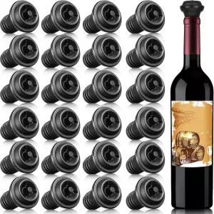 호노슨 24피스 와인 스토퍼 리셀러블 펌프 진공 실리콘 세이버 주방 용품 병 도구용 실용적 (블랙)