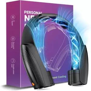 6가지 강력한 속도 8000mAh 배터리 작동 USB-C 충전식 선풍기 핸즈프리 360 쿨링 개인용 목 여성 남성 여행