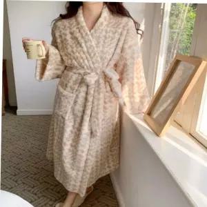 남성가운 남녀 커플로브 하운드체크 패턴 극세사 로브 수면가운