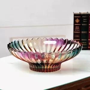 MAGCOLOR 12인치 지름 크리스탈 유리 컬러풀 과일 그릇 주방 장식 액세서리