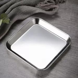 쟁반 그릇 쿠킹홈 304스텐 사각 접시 2p세트 실버 (14.5x14.5cm)