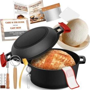 빵 굽기용 무쇠 더치 오븐 배네통 프로핑 바스켓 사워도우 베이킹 용품 프라이팬 뚜껑 팬 손잡이가 있는