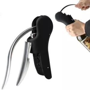 르르홈 수동 와인 오프너 컴팩트 수직 코르크스크류 헤비 듀티 스테인리스 스틸 병 바 도구 선물 상자 포함