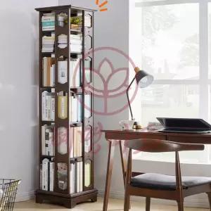 [혜명마트] 6단 회전 책장 월넛 폭 44.3CM 책꽂이 북유럽감성 거실 간단조립선반 거실책장