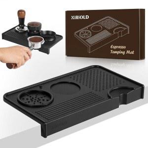 바리스타 에스프레소 기계 액세서리용 NiRiOLD 탐핑 매트, 커피 탐퍼 식품 등급 실리콘 10.43 u2033 5.63 u2033 포르타필터 카운터용 방수 내열 스테이션(블랙)