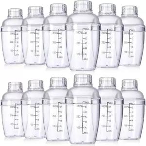 Lallisa 12개 플라스틱 칵테일 셰이커 음료 믹서와 저울 및 스트레이너 탑 클리어 컵 티 커피 버블 밀크용