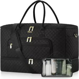 여행용 더플백 신발장이 있는 여성용 와이드 오픈 대형 위켄더백 화장실 가방이 오버나이트 젖은 주머니가