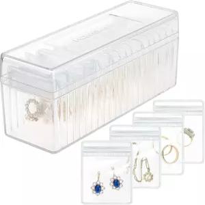 아크릴 주얼리 박스 정리함 투명 및 보관함 20개의 휴대용 변색 방지 가방 귀걸이/반지/목걸이용 여행용