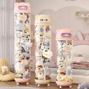 인형보관통 투명 수납 원통 장식장 보관함 솜인형 대형 지퍼형