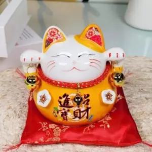 [문구] 저금통 도자기 일본 마네킨네코 복고양이 개업선물 오렌지