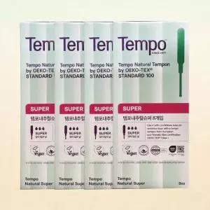 유기농생리대 템포 내추럴 순면 탐폰 슈퍼 X 8p 4팩