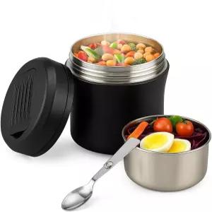 뜨거운 음식을 위한 써모 푸드 병 - 40 OZ 뚜껑이 있는 수프 용기 넓은 입 진공 단열 스테인리스 스틸 누수