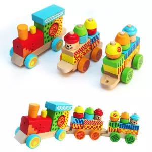 블록 기차 놀이 교구 완구 소근육발달 원목 장난감