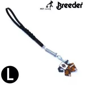 [반려] 리드줄 L 꽈배기 가죽 스프링 블랙 38cm