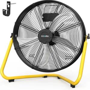 CCGIRU 20인치 고속 바닥 팬 벽걸이 시스템이 장착된 5500 CFM 3단 산업용 상점 작업장 차고 및 창고용