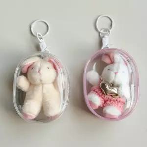미니 투명 파우치 키링 인형 피규어 보관함 휴대용 pvc 열쇠고리 가방장식 여행용 소품