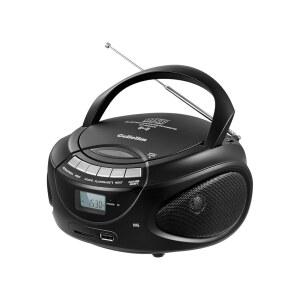 [미국배송] 가정용 젤림 휴대용 CD 플레이어 AM/FM 스테레오 라디오 블루투스 USB SD 카드 MMC 드라이브 AUX-IN 헤드폰 잭 LCD 디스플레이 붐박스 플레이어 AC / 배터리 작동 U2013 블랙