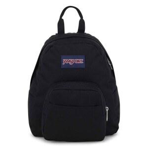 JanSport 하프 핀트 미니 백팩, 10.2L - 어깨끈 조절 가능한 내구성 있는 가방 지갑, 단일 메인 수납공간, 지퍼가 달린 수납 포켓, 블랙