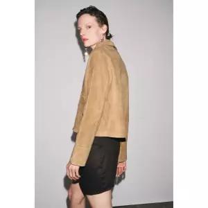 ZARA ZW COLLECTION LIMITED EDITION 100% 스웨이드 가죽 재킷 - 샌드