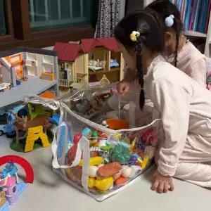 투명 장난감 정리함 인형 보관함 바구니 투명 장난감 정리함