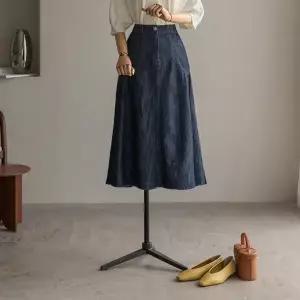 (안나앤플러스) 프딘 셔링 데님 스커트[스커트EFC83] 빅사이즈