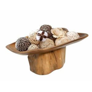 테이블탑 장식용 졸리머 장식 그릇, 베이스가 있는 라이브 엣지 서빙 트레이, 홈 센터피스 장식, 티크 우드