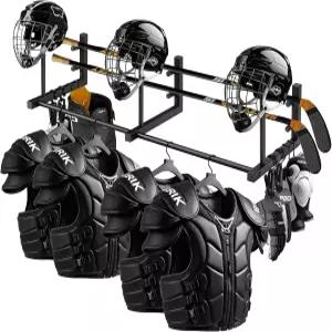 자시피오 하키 건조대 - 31.5인치 스틱 홀더 월 마운트 후크 및 클립이 있는 기어 걸이 라크로스 메탈용