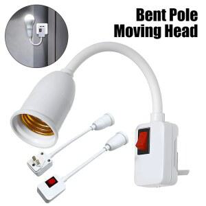 스테인레스 스틸 E27 램프베이스 스위치가있는 조정 EU 플러그 에너지 영국 미국 절약 테이블 벤드 가능한 LED