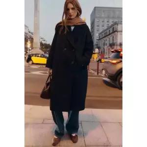 ZARA 소프트 오버사이즈 코트 - 블랙