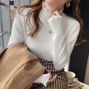 [페이릿][페이릿] 소프트 시스루 프릴 레이어드 니트 티셔츠