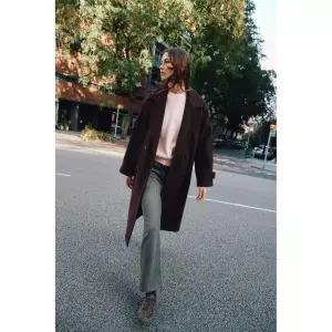 ZARA 소프트 오버사이즈 코트 - 버건디