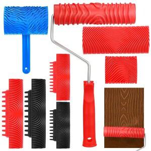 [미국배송] SHENLIU 8PCS 우드 그레인 툴 툴 세트 인조 페인트 텍스처 롤러 DIY 테이블 의자 벽걸이 아트 장식용 천연 메이커