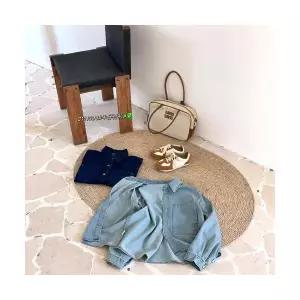 여성 무지데님 셔츠 솔리드 데님 빈티지 포켓 캐주얼 카디건 톱 DUCHI1