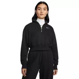 NIKE 나이키 스포츠웨어 플리스 여성 오버사이즈 하프집 크롭 스?셔츠 DQ5768-010 913247