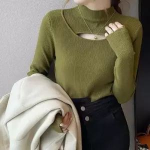 [옷은날개] 터틀넥 폴라 니트 티 목 트임 여자 반목 골지 잔솔 반 여성