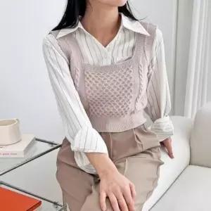 [옷은날개] 1039 니트베스트 마카롱 스퀘어 여성 브이넥