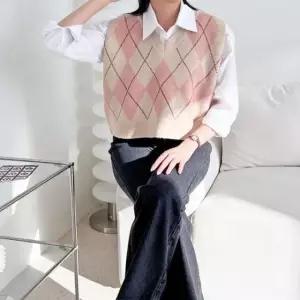 [옷은날개] 여성 도톰아가일브이니트베스트