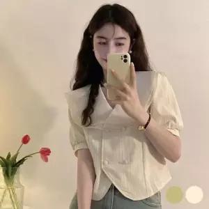 [옷은날개] 이중 빅카라 블라우스 URD387 롱 얇은 프릴 남방 여성