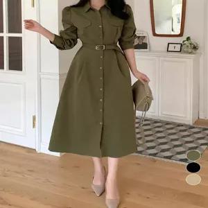 [앳마크]ATMARK 플레어퍼프셔츠원피스 벨트SET_AE61OP003G