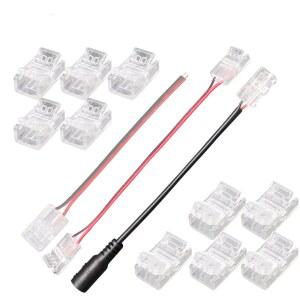 2 핀 8mm 10mm LED 스트립 터미널 램프 5050 SMD 용 테이프 COB 커넥터 연결 와이어 전원 2835 점퍼